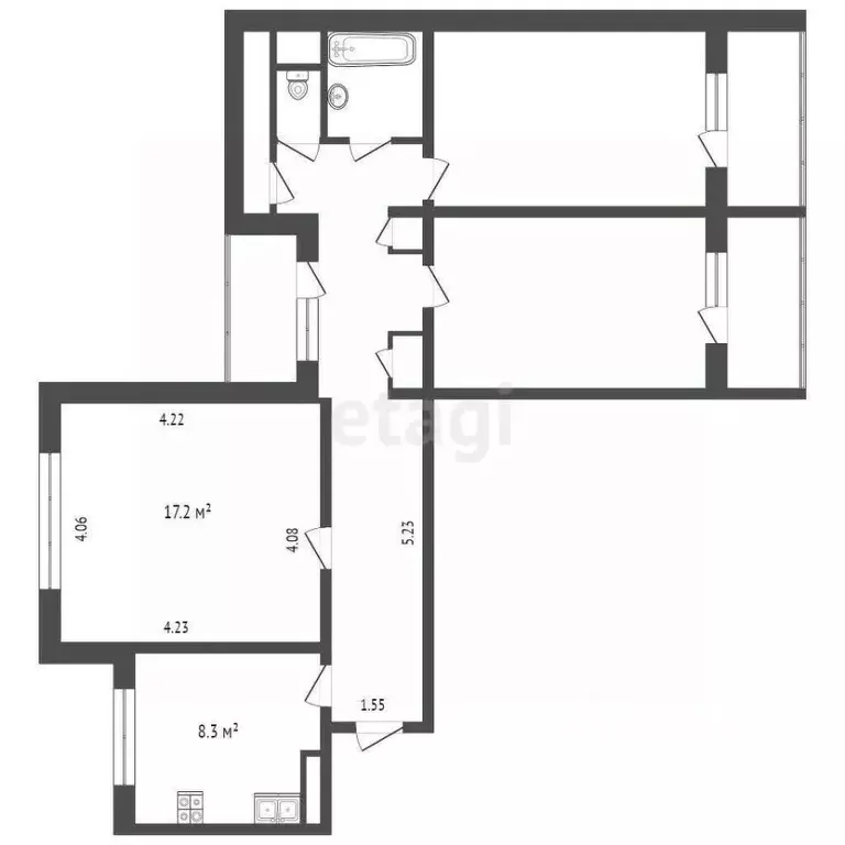 Студия Москва Ангарская ул., 10 (17.2 м) - Фото 1