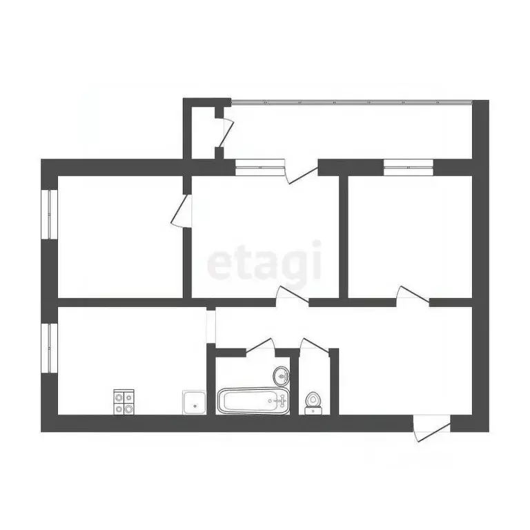3-к кв. Тюменская область, Тюмень ул. Монтажников, 2 (61.8 м) - Фото 1