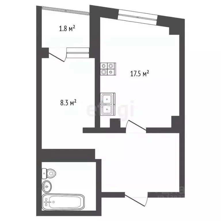 1-к кв. Тюменская область, Тюмень Широтная ул., 189к1 (42.6 м) - Фото 1