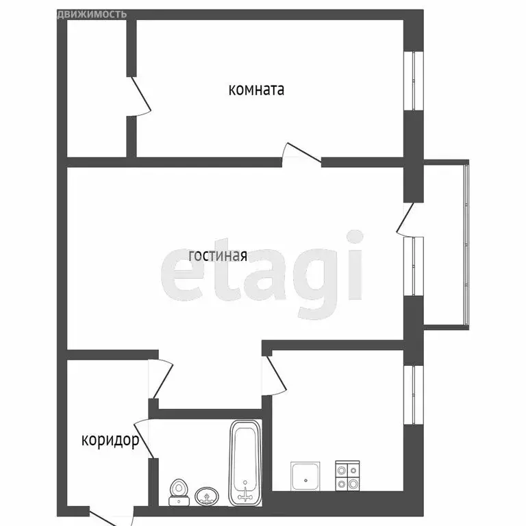 2-комнатная квартира: Тверь, улица Александра Попова, 1 (44.2 м) - Фото 0