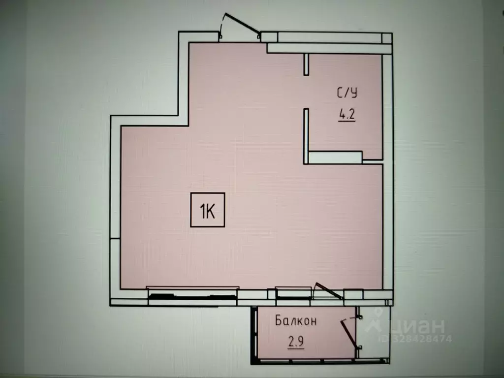 Студия Алтайский край, Бийск ул. Разина, 11 (32.2 м) - Фото 1