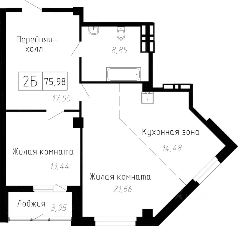 2-к кв. Приморский край, Владивосток ул. Мусоргского, 74к2 (76.4 м) - Фото 1