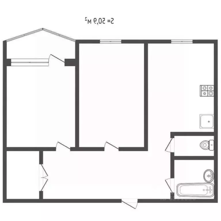 2-к кв. Тульская область, Тула ул. Вильямса, 42 (51.0 м) - Фото 2