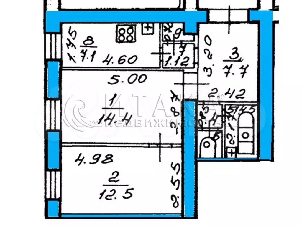 2-к. квартира, 48,5 м, 1/3 эт. - Фото 0