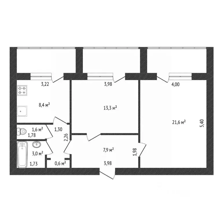 2-к кв. Башкортостан, Уфа Революционная ул., 167А (60.0 м) - Фото 1