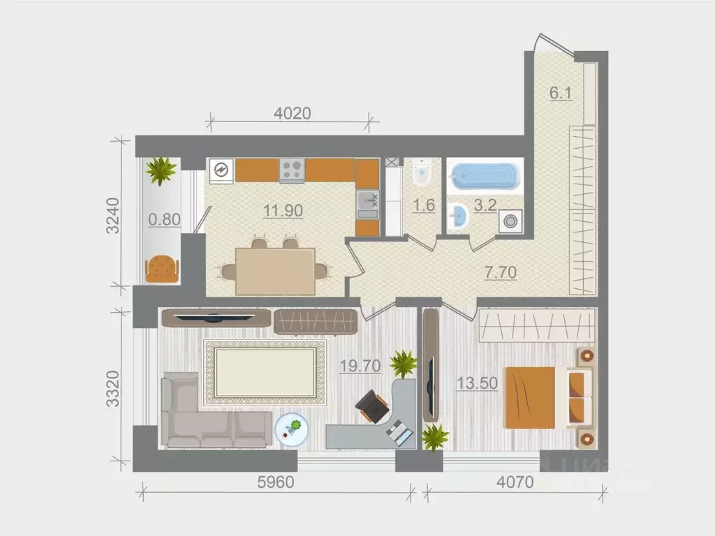 2-к кв. Ленинградская область, Ломоносовский район, Горбунковское ... - Фото 1