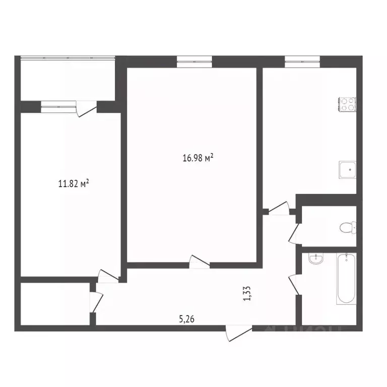 2-к кв. Тюменская область, Тюмень Олимпийская ул., 45 (50.7 м) - Фото 1