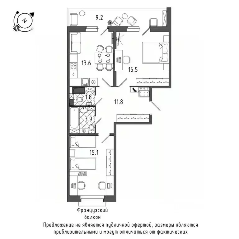 2-к кв. Санкт-Петербург Черниговская ул., 13к2 (68.2 м) - Фото 0