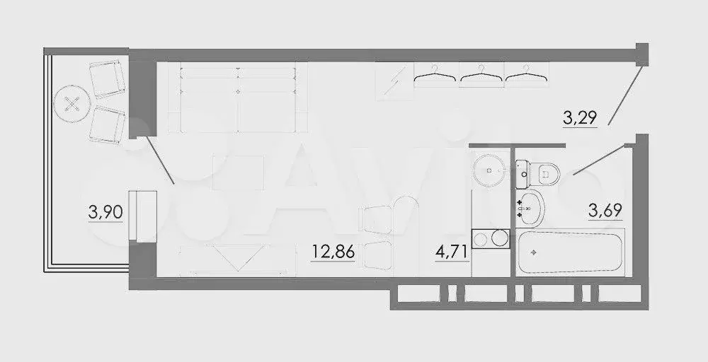 Квартира-студия, 29 м, 5/24 эт. - Фото 0