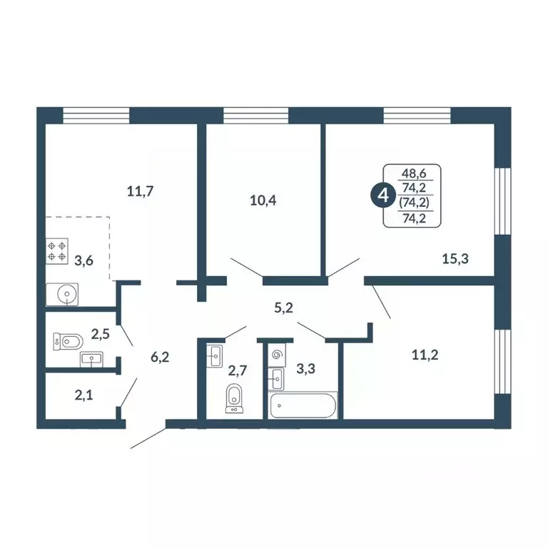 4-к кв. Кировская область, Киров Скандинавия жилой комплекс (74.2 м) - Фото 1