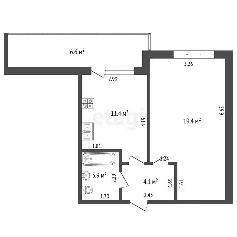 1-комнатная квартира: Якутск, Якутская улица, 2/14 (38.8 м) - Фото 1