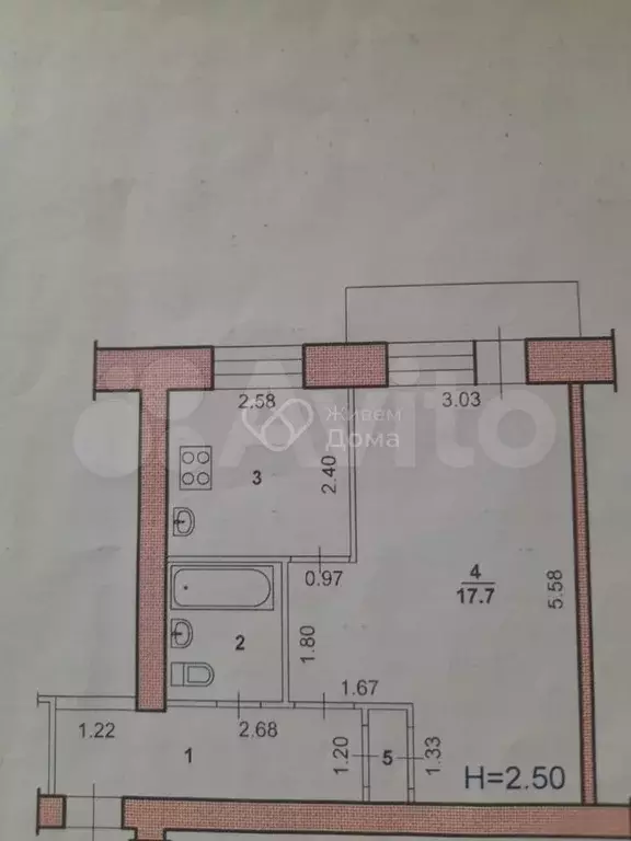 1-к. квартира, 34 м, 3/5 эт. - Фото 0