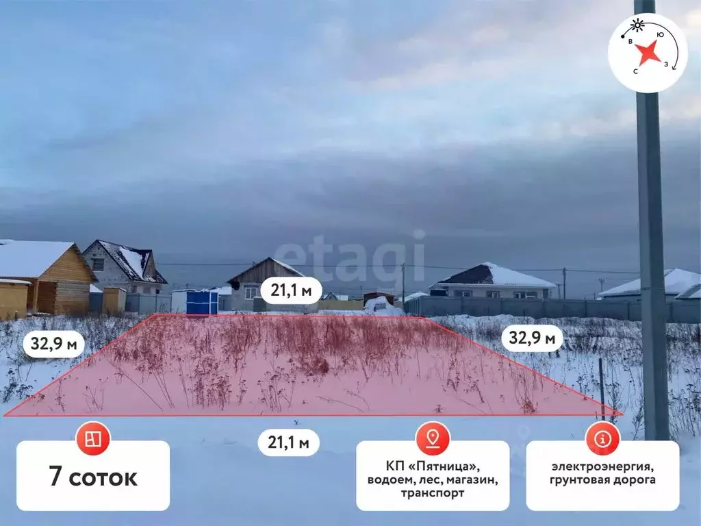 Участок в Тюменская область, Тюменский муниципальный округ, Пятница ... - Фото 1