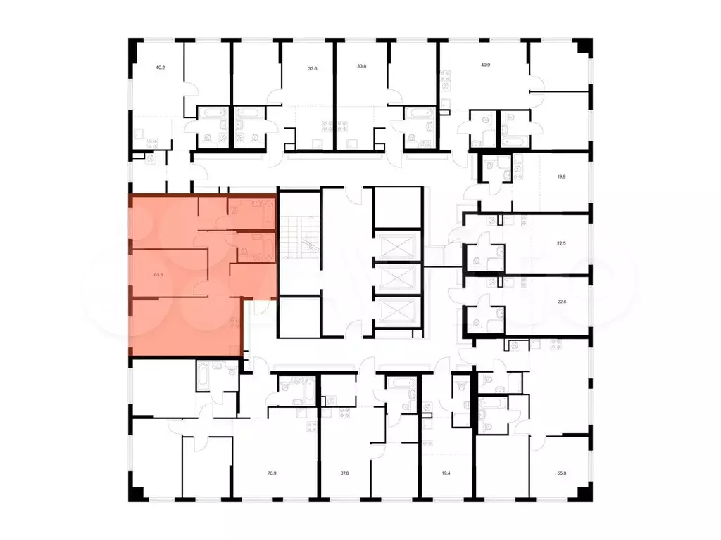 2-к. квартира, 65,5 м, 24/24 эт. - Фото 1