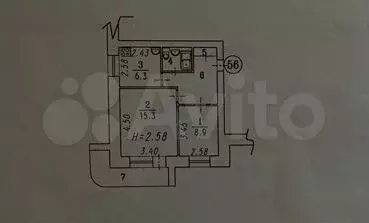 2-к. квартира, 41,6 м, 8/9 эт. - Фото 0