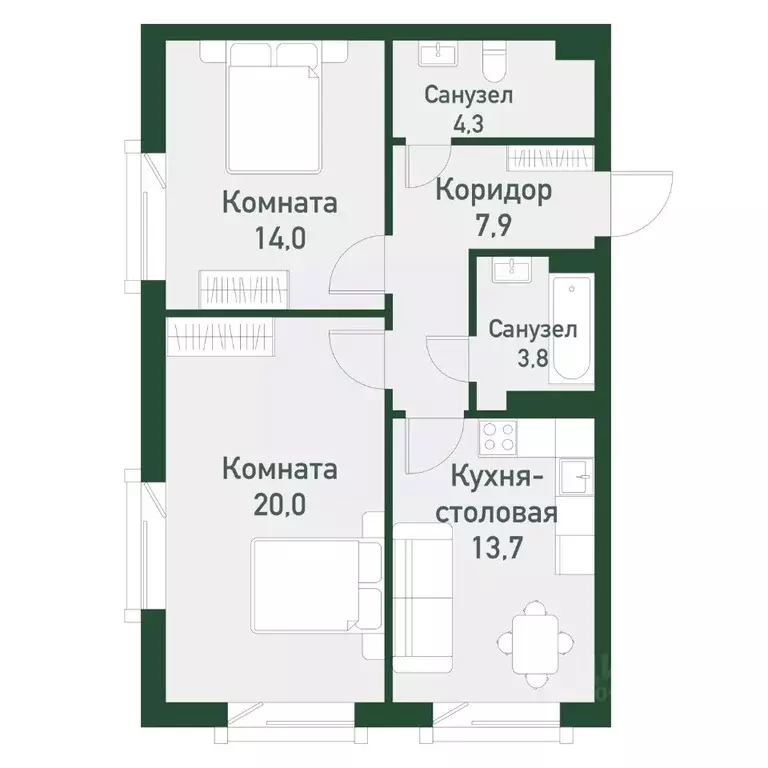 2-к кв. Челябинская область, Челябинский городской округ, пос. ... - Фото 0
