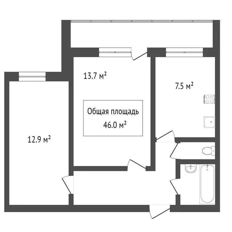 2-комнатная квартира: Томск, проспект Фрунзе, 102 (43.2 м) - Фото 1