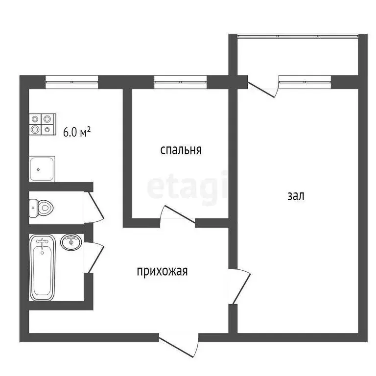 2-комнатная квартира: Выкса, улица Попова, 15 (41.6 м) - Фото 0