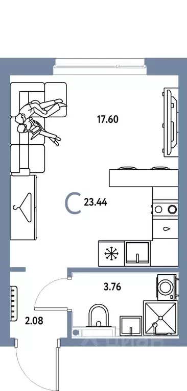 Студия Свердловская область, Екатеринбург ул. Шефская, 28А (23.44 м) - Фото 1