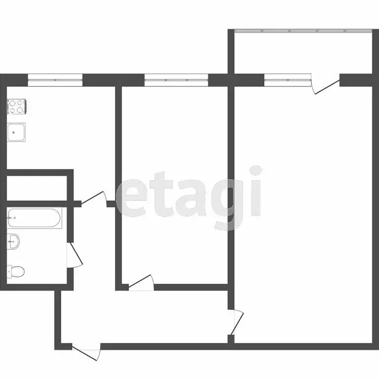 2-комнатная квартира: Томск, улица Кулагина, 31 (44 м) - Фото 1