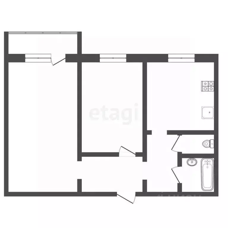 2-к кв. Тюменская область, Тюмень Уральская ул., 53к2 (49.6 м) - Фото 1