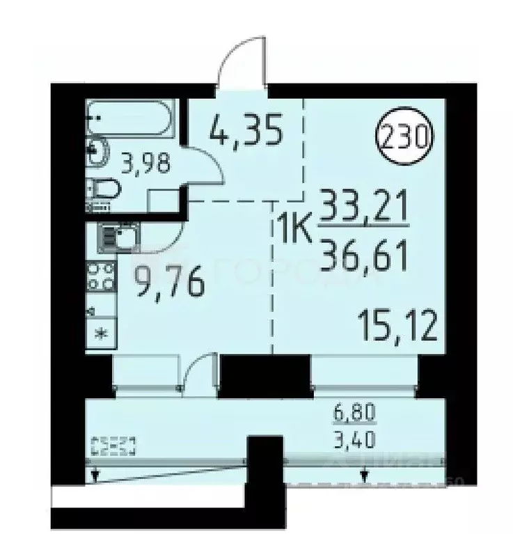 1-к кв. Томская область, Томский район, д. Кисловка, Левобережный мкр ... - Фото 0
