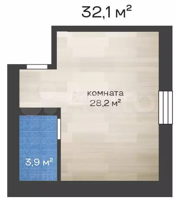 Апартаменты-студия, 32,1 м, 2/2 эт. - Фото 0