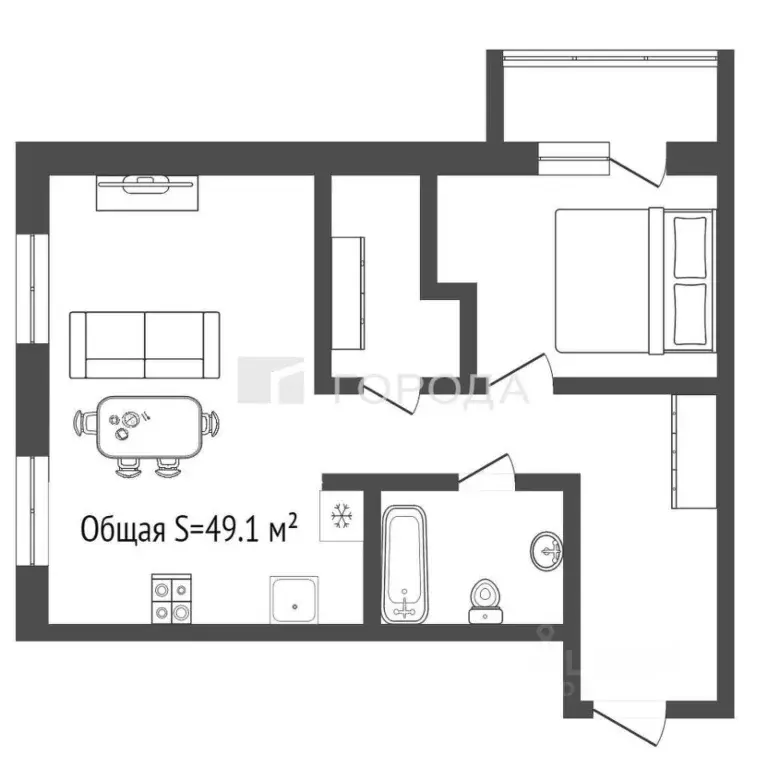 2-к кв. Новосибирская область, Новосибирск ул. Ватутина, 93/1 (49.1 м) - Фото 1