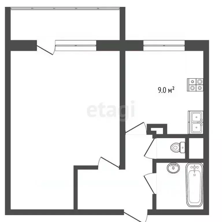 1-к кв. Челябинская область, Челябинск ул. 40-летия Победы, 21 (32.4 ... - Фото 1