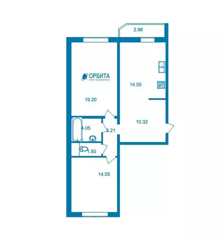 2-комнатная квартира: деревня Дударева, улица Созидателей, 10 (66.5 м) - Фото 1