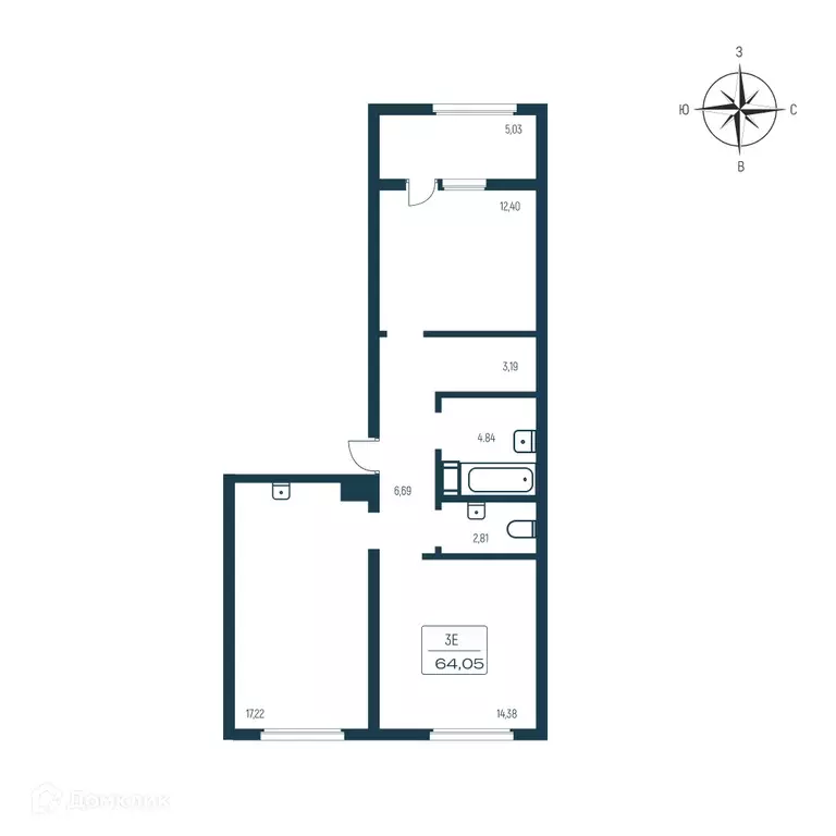 Продаётся 2-к квартира, 60.7 м - Фото 0