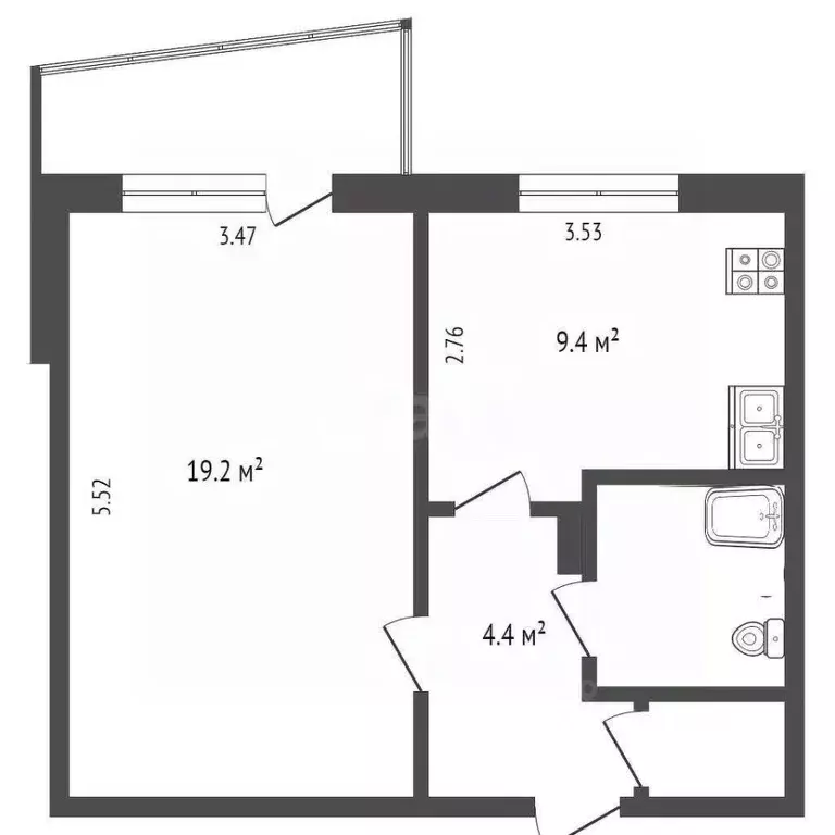 1-к кв. Вологодская область, Вологда Ярославская ул., 13 (38.1 м) - Фото 2