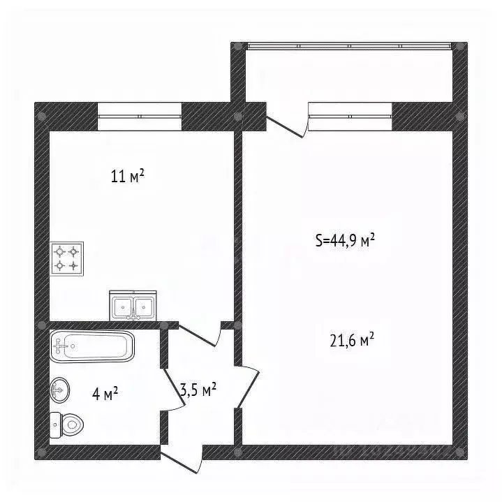 1-к кв. Башкортостан, Уфа Краснодонская ул., 3 (40.8 м) - Фото 1