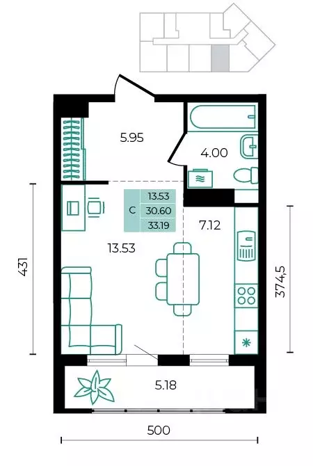 Студия Адыгея, Майкопский район, пос. Тульский  (33.19 м) - Фото 1