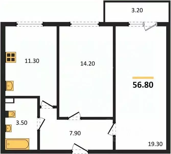 2-к кв. Челябинская область, Челябинск Университетская Набережная ул., ... - Фото 2