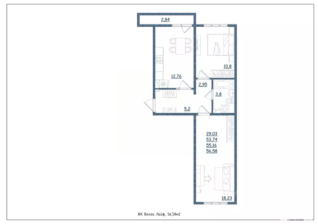 2-к кв. Тверская область, Тверь Новочеркасская ул., 49 (56.58 м) - Фото 2