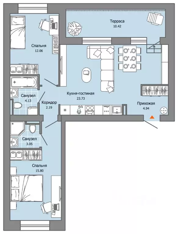 2-к кв. Пермский край, Пермь ул. Дзержинского, 35А (69.0 м) - Фото 2