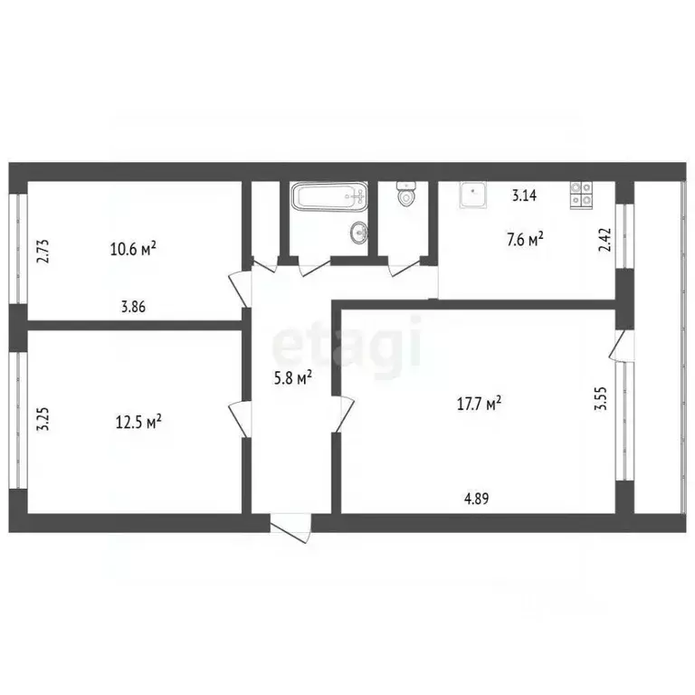 3-к кв. Вологодская область, Шексна рп, Шексна Северная мкр ул. Труда, ... - Фото 2