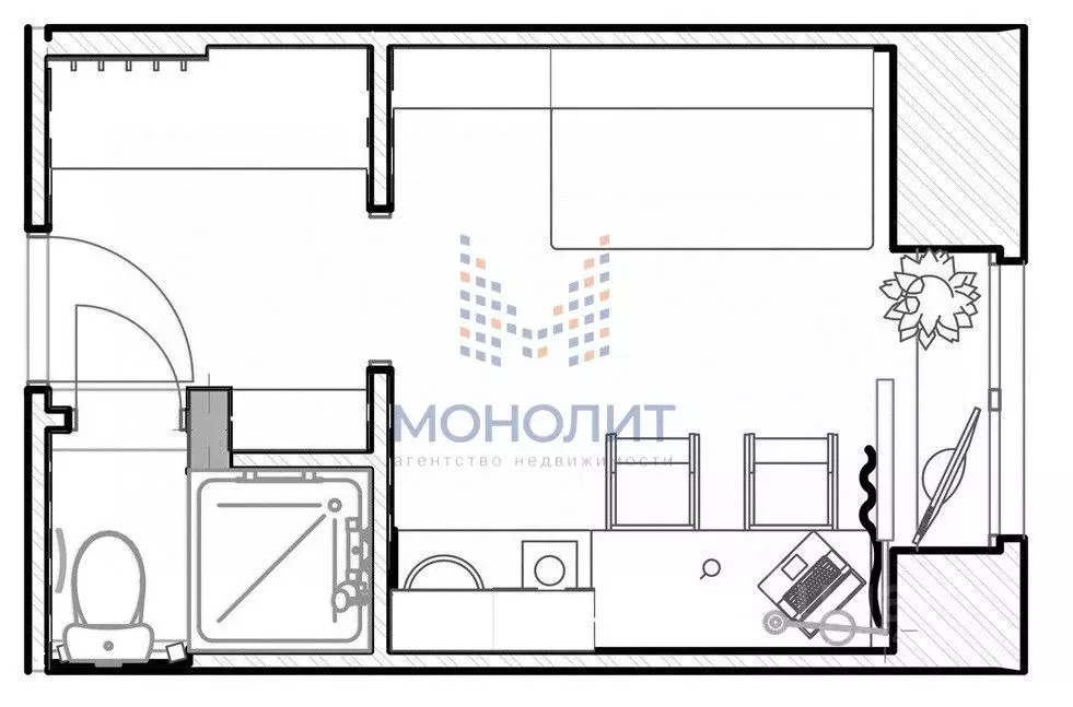 Студия Москва Гостиничная ул., 12К6 (18.4 м) - Фото 1