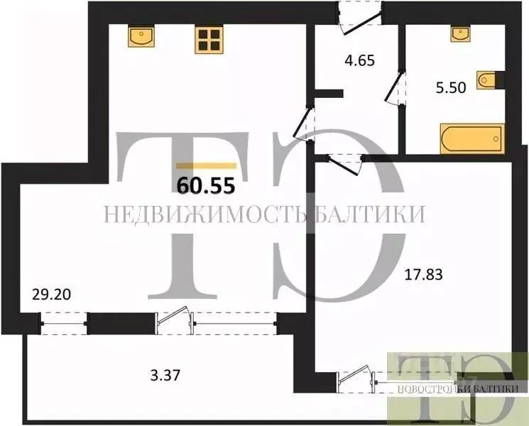 1-к кв. Калининградская область, Янтарный пгт Янтарные Сезоны жилой ... - Фото 0