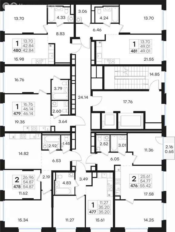 2-комнатная квартира: Нижний Новгород, Нижегородский район (54.87 м) - Фото 1
