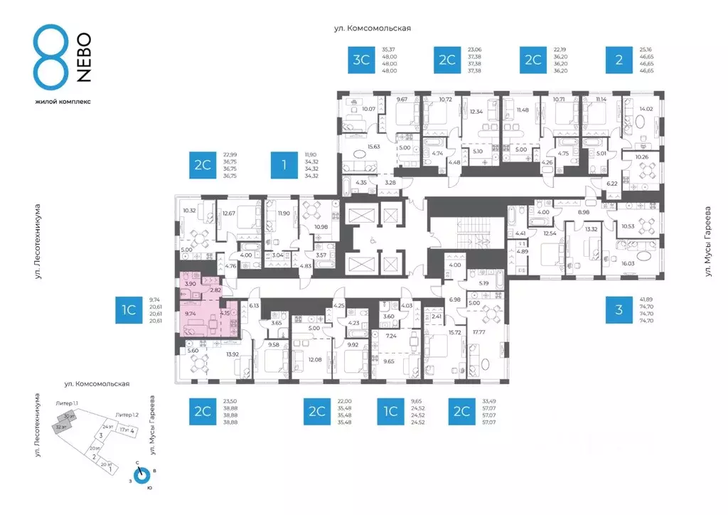 1-к кв. Башкортостан, Уфа Глумилино-1 мкр, 8-е Небо жилой комплекс ... - Фото 1