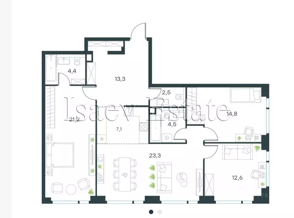 3-к кв. Москва Озерная ул., 1к2/5 (103.8 м) - Фото 1