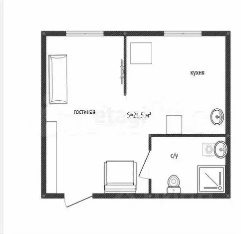 Студия Башкортостан, Уфа ул. Мингажева, 121А (21.5 м) - Фото 1