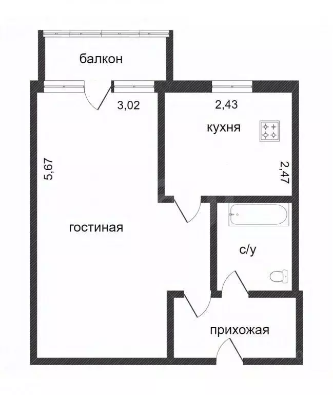 1-к кв. Тюменская область, Тюмень Рижская ул., 70 (32.7 м) - Фото 2