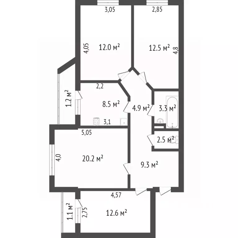 4-к кв. Белгородская область, Белгород ул. Победы, 118 (123.0 м) - Фото 1