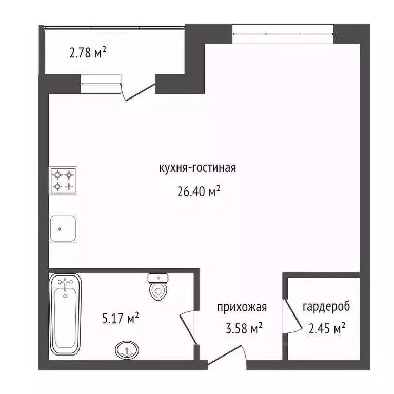 1-к кв. Красноярский край, Красноярск Линейная ул., 122 (37.7 м) - Фото 2