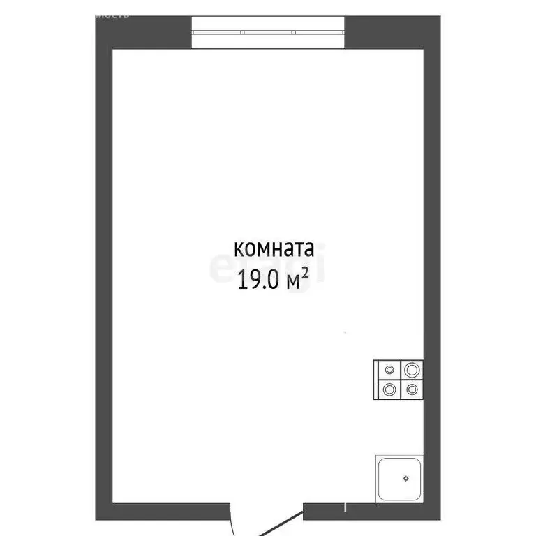 1к в -комнатной квартире (19 м) - Фото 0