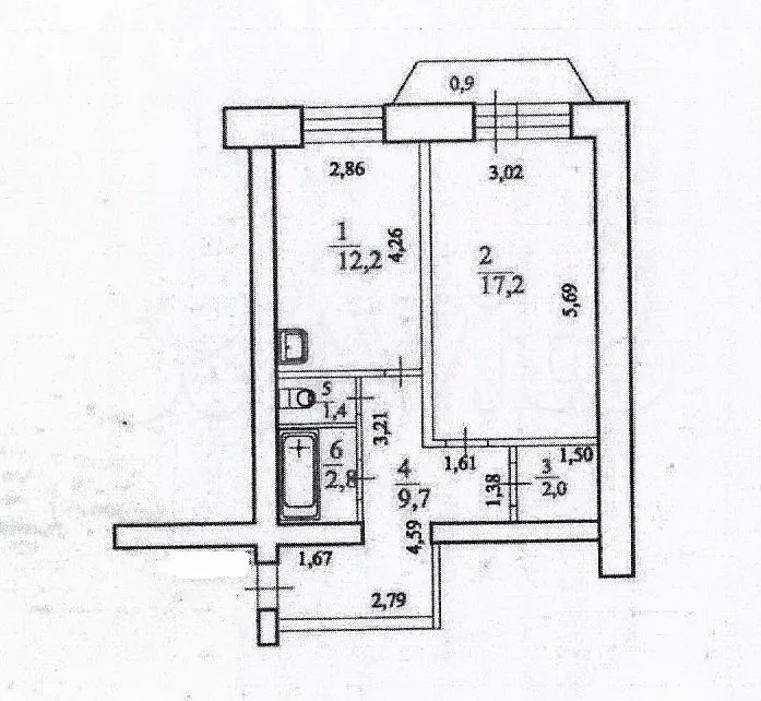 1-к. квартира, 45,3 м, 7/9 эт. - Фото 0