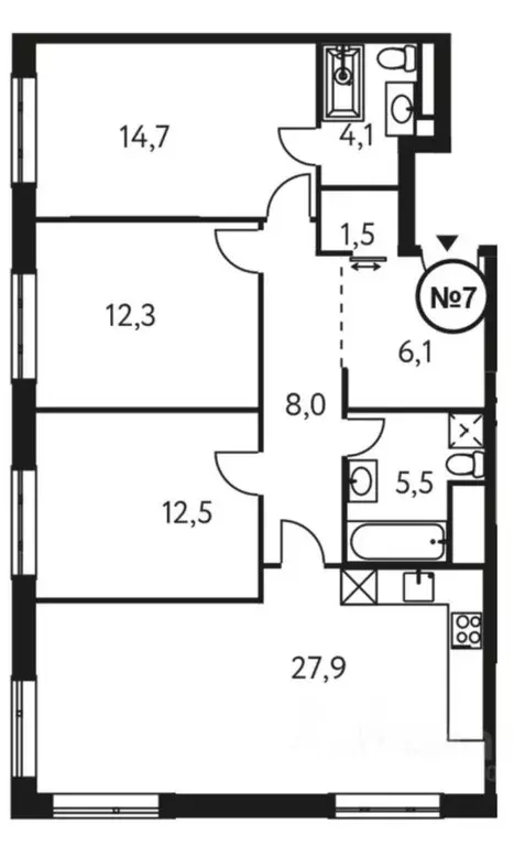 4-к кв. Москва Винницкая ул., 8к4 (93.0 м) - Фото 1